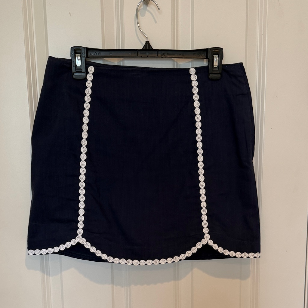 Lilly Pulitzer Navy Blue Mini Skirt With White Trim